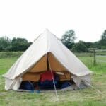 Canvas tent pitched