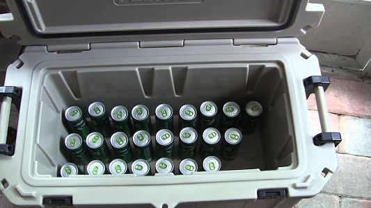 Cooler filled with cans