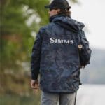 Fisher back view wearing ms simms challenger jacket