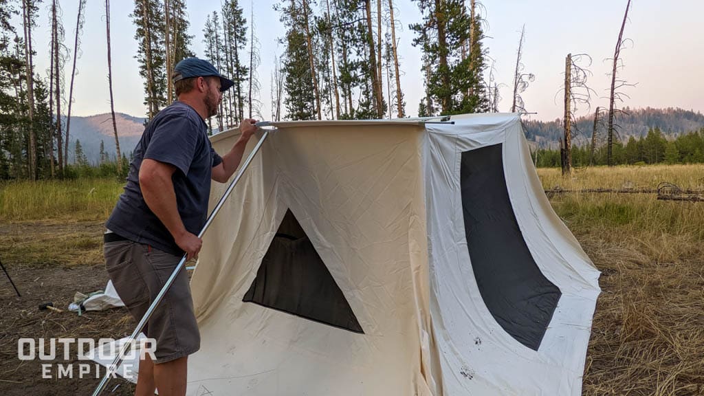 Setting up a springbar tent
