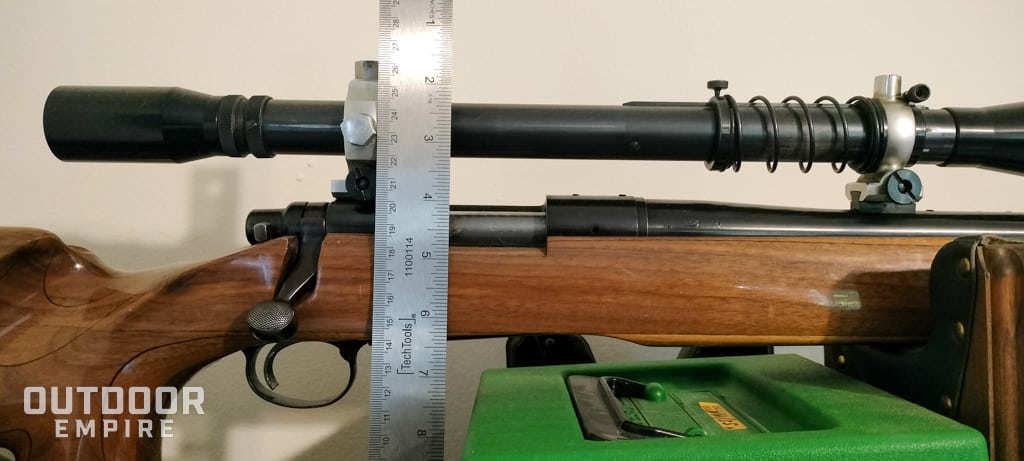 Measuring sight height on a bolt action rifle